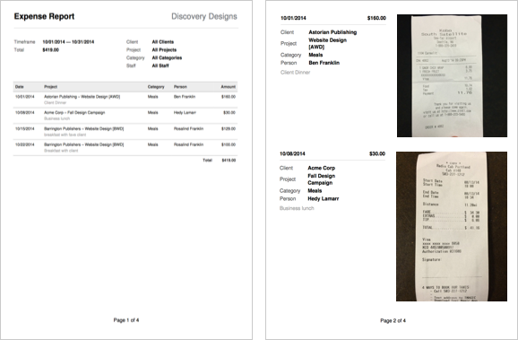 A beautiful expense report