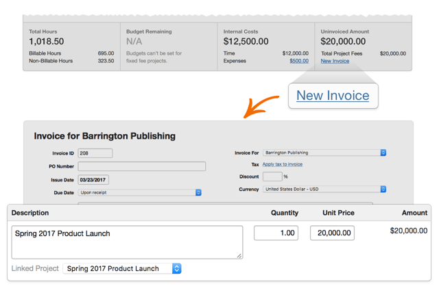 fixed fee invoice