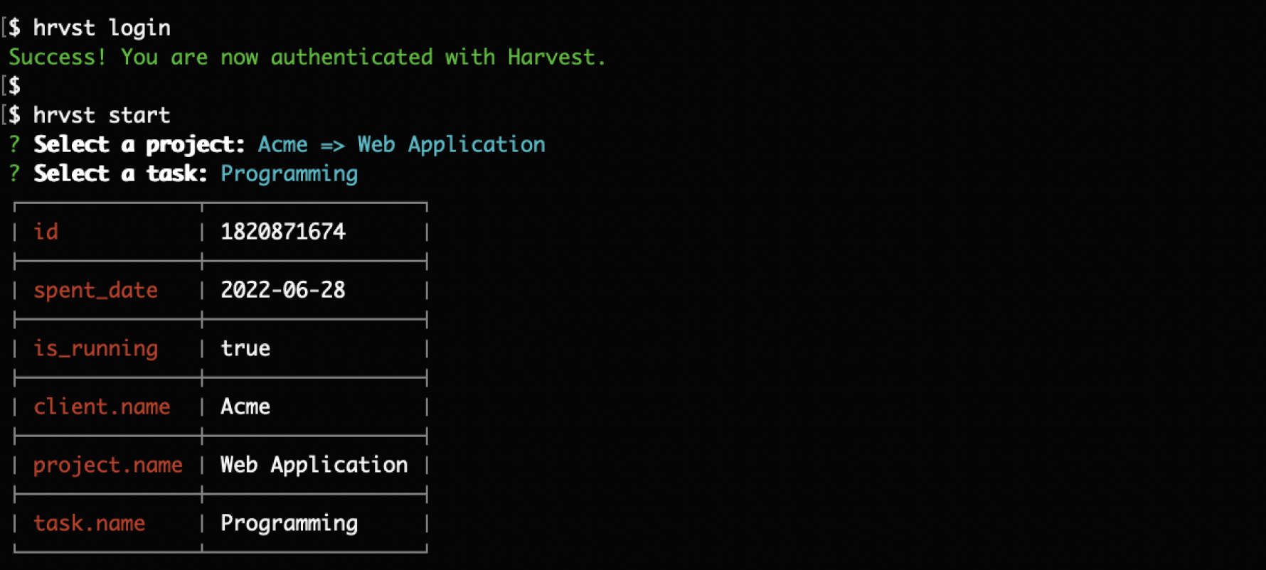 integration-hrvst-cli